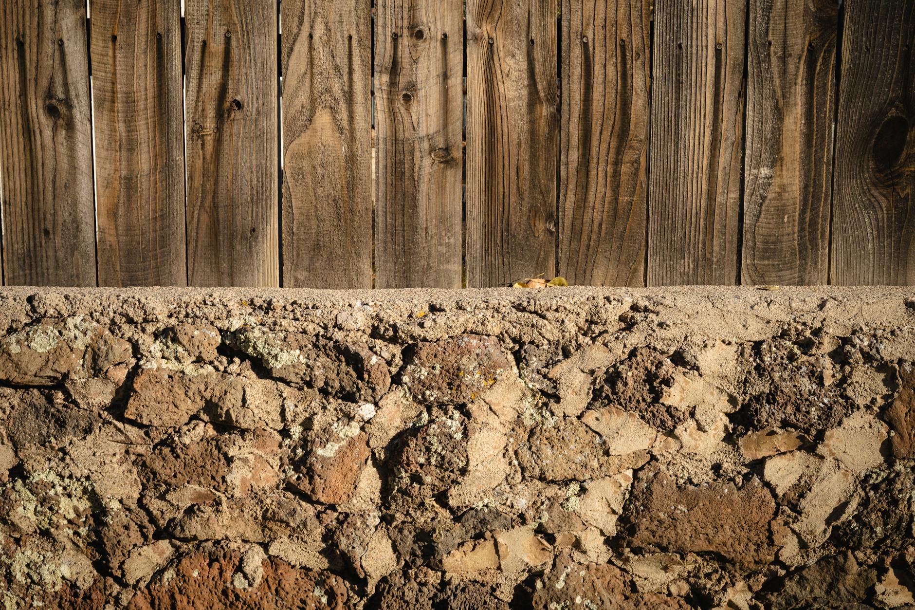 wooden planks on the concrete wall